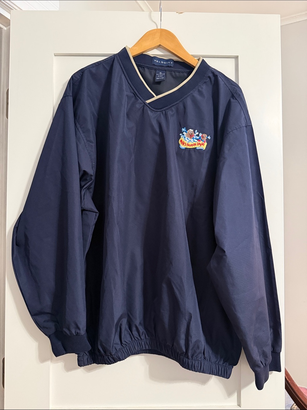 Men’s Navy Pullover Top with Fun Patch